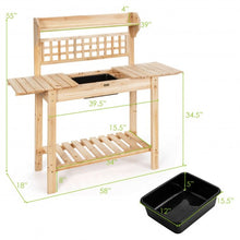 Load image into Gallery viewer, Garden Potting Bench Workstation Table with Sliding Tabletop Sink Shelves
