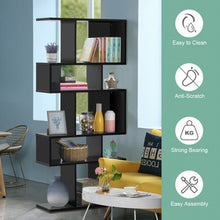 Load image into Gallery viewer, 5 Cubes Ladder Shelf Corner Bookshelf Display Rack Bookcase-Black
