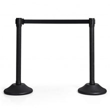 Load image into Gallery viewer, 2 Pcs Stanchion Post Crowd Control Barriers Queue Pole w/Retractable Belt-Black
