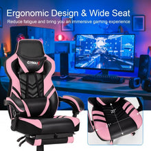 Load image into Gallery viewer, Adjustable Gaming Chair with Footrest for Home Office-Pink
