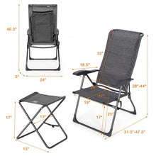 Load image into Gallery viewer, 4 Pieches Patio Adjustable Back Folding Dining Chair Ottoman Set-Gray
