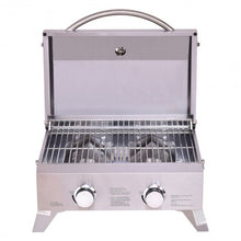 Load image into Gallery viewer, 2 Burner Portable Stainless Steel BBQ Table Top Grill for Outdoors
