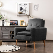 Load image into Gallery viewer, Accent Chair Cushioned Linen Armchair with Waist Pillow Sofa Chair-Gray
