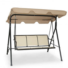 Load image into Gallery viewer, Outdoor Patio Swing Canopy 3 Person Canopy Swing Chair-Brown
