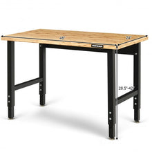 Load image into Gallery viewer, 48&quot; Adjustable Height Bamboo Steel Frame Workbench
