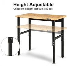 Load image into Gallery viewer, 48&quot; Adjustable Height Bamboo Steel Frame Workbench
