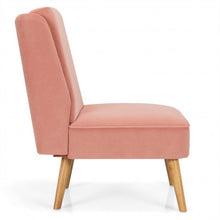 Load image into Gallery viewer, Velvet Accent Chair with Rubber Wood Legs for Living Room-Pink
