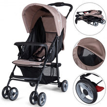 Load image into Gallery viewer, 5-Point Safety System Foldable Lightweight Baby Stroller-Coffee
