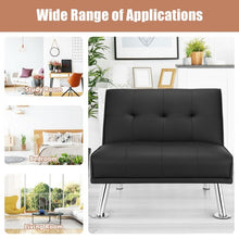 Load image into Gallery viewer, Single Sofa Lounge Chair with Metal Legs and Adjustable Backrest-Black
