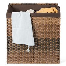 Load image into Gallery viewer, Laundry Hamper Hand-Woven Synthetic Rattan Laundry Basket-Brown
