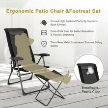 Load image into Gallery viewer, 4 Pieches Patio Adjustable Back Folding Dining Chair Ottoman Set-Black
