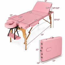 Load image into Gallery viewer, 3 Fold 84&quot; L Portable Adjustable Massage Table with Carry Case-Pink
