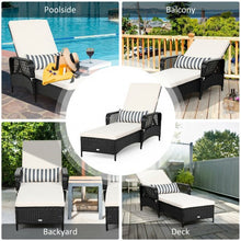 Load image into Gallery viewer, PE Rattan Armrest Chaise Lounge Chair with Adjustable Pillow
