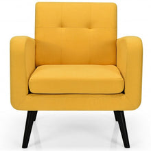 Load image into Gallery viewer, Modern Upholstered Comfy Accent Chair Single Sofa with Rubber Wood Legs-Yellow
