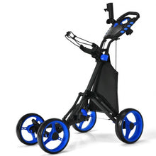 Load image into Gallery viewer, Lightweight Foldable Collapsible 4 Wheels Golf Push Cart-Blue
