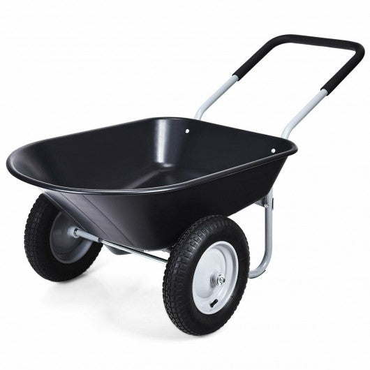 2 Tire Wheelbarrow Garden Cart Heavy-duty Dolly Utility Cart-Black