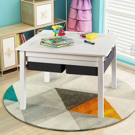 5-in-1 Kids Activity Play Table Building Block Table With Storage Drawers-White