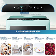 Load image into Gallery viewer, Countertop Air Drying 5 Programs Dishwasher with Water Tank-Green
