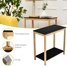 Load image into Gallery viewer, Bamboo Side Table 2-Tier Sofa End Console Table with Storage Shelf Felt Pad for Bedroom
