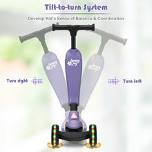 Load image into Gallery viewer, 2 in 1 Kids Kick Scooter with Flash Wheels for Girls Boys from 1.5 to 6 Years Old-Purple
