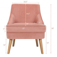 Load image into Gallery viewer, Velvet Upholstered Accent Chair with Rubber Wood Legs-Pink
