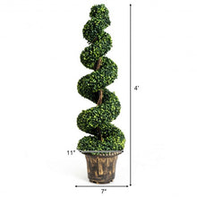 Load image into Gallery viewer, 2-Set 4&#39; Artificial  D�cor Green Boxwood Spiral Tree
