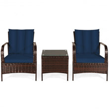 Load image into Gallery viewer, 3 PCS Patio Rattan Furniture Set-Navy
