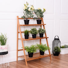 Load image into Gallery viewer, 3 Tiers Outdoor Stand Bamboo Flower Pot Shelf
