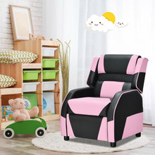 Load image into Gallery viewer, Kids Youth PU Leather Gaming Sofa Recliner with Headrest and Footrest-Pink
