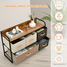 Load image into Gallery viewer, 5-Drawer Dresser Storage Tower with Fold-able Fabric Drawers
