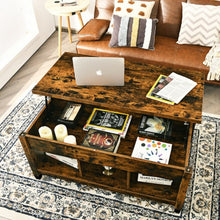 Load image into Gallery viewer, Lift Top Coffee Table with Hidden Storage Compartment- Brown
