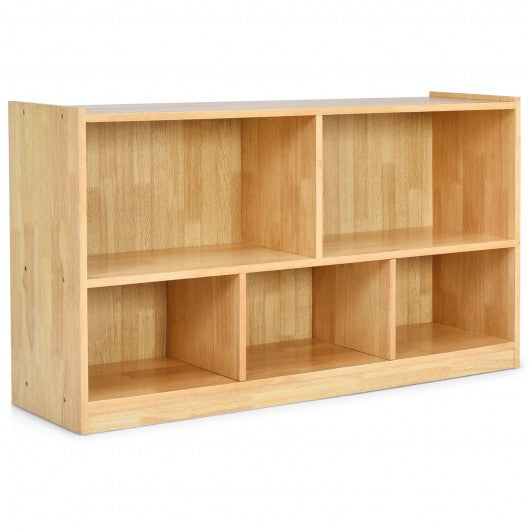 Kids 5-Cube Storage Cabinet 2-Shelf Wood Bookcase Organizer