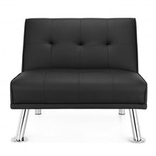 Load image into Gallery viewer, Single Sofa Lounge Chair with Metal Legs and Adjustable Backrest-Black
