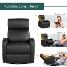 Load image into Gallery viewer, Recliner Chair Swivel Rocker Manual Single Sofa Lounger with Footrest-Black
