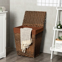 Load image into Gallery viewer, Foldable Handwoven Laundry Hamper with Removable Liner-Brown
