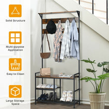 Load image into Gallery viewer, 3-In-1 Industrial Coat Rack Shoe Bench
