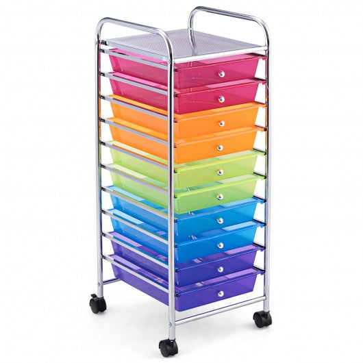 10 Drawer Rolling Storage Cart Organizer-Color