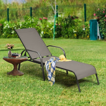 Load image into Gallery viewer, 2 Pcs Outdoor Patio Lounge Chair Chaise Fabric with Adjustable Reclining Armrest-Brown
