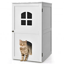 Load image into Gallery viewer, 2-Tier Hidden Cat House Enclosure Nightstand-White
