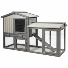 Load image into Gallery viewer, 58&quot; Weatherproof Wooden Rabbit Hutch-Gray
