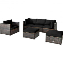 Load image into Gallery viewer, 6 Pcs Patio Rattan Furniture Set with Sectional Cushion-Black
