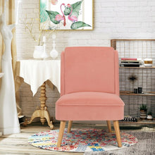 Load image into Gallery viewer, Velvet Accent Chair with Rubber Wood Legs for Living Room-Pink
