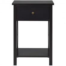 Load image into Gallery viewer, Bedside Storage Nightstand with Drawer and Bottom Shelf-Brown
