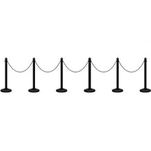 Load image into Gallery viewer, 6PC Set 39.5&quot; Chain C-Hooks Fillable Base Plastic Stanchion-Black
