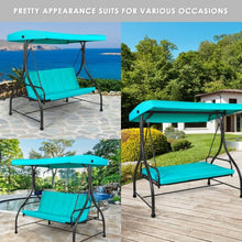 Load image into Gallery viewer, 3 Seats Converting Outdoor Swing Canopy Hammock w/Adjustable Tilt Canopy
