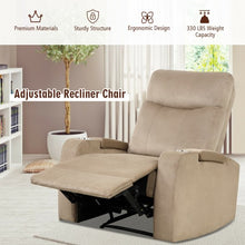 Load image into Gallery viewer, Recliner Chair Single Sofa Lounger with Arm Storage and Cup Holder for Living Room-Brown
