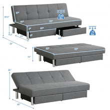 Load image into Gallery viewer, Convertible Futon Sofa Bed Adjustable Couch Sleeper with Two Drawers Grey
