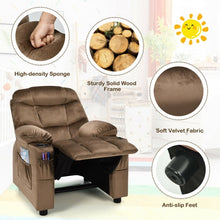 Load image into Gallery viewer, Adjustable Lounge Chair with Footrest and Side Pockets for Children-Brown
