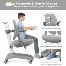 Load image into Gallery viewer, Kids Adjustable Height Depth Study Desk Chair with Sit-Brake Casters-Gray
