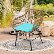 Load image into Gallery viewer, 3 Pcs Patio Rattan Bistro Set with Cushion-Turquoise
